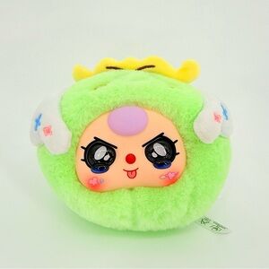 Cute Green Plush Doll with Crown